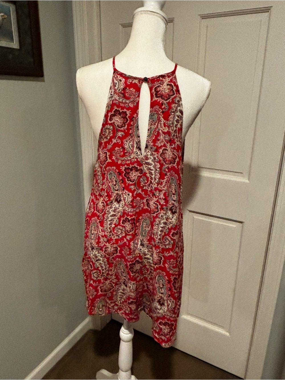 American Eagle Red Paisley Halter Swing Dress - Picture 5 of 5